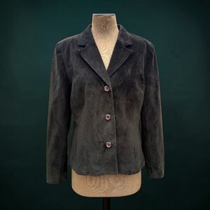 Vintage Danier Black Suede Leather Blazer Jacket
